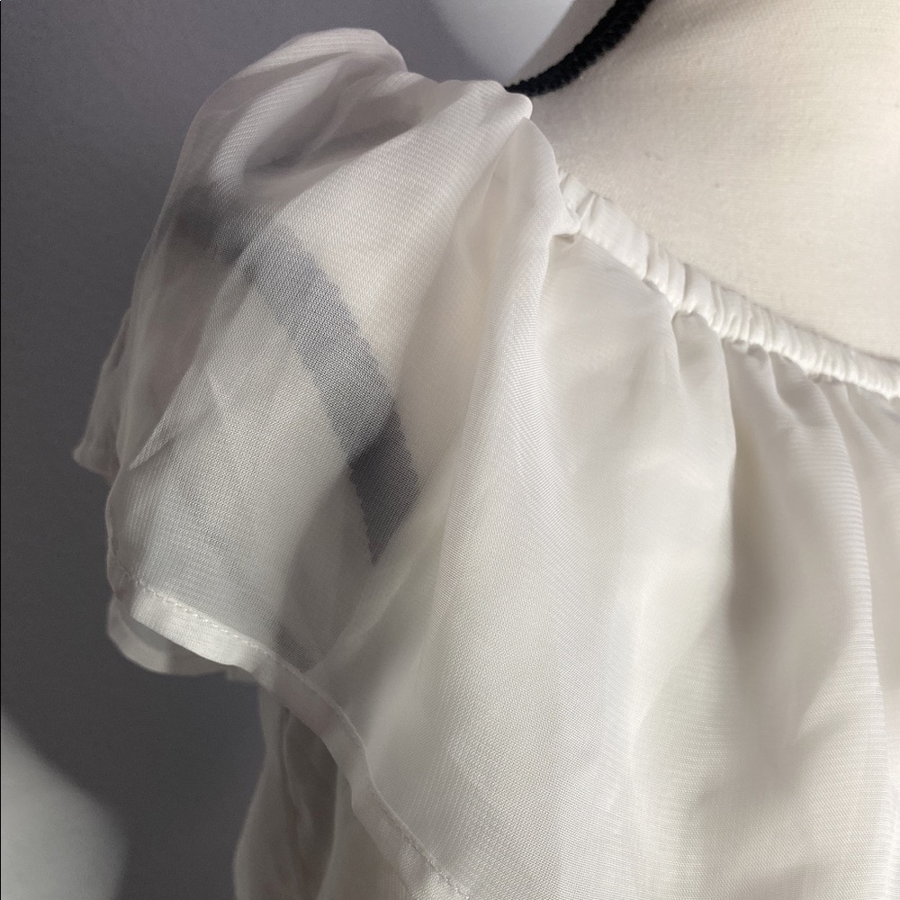 White Cropped Fringed Shirt - Picture 4 of 7